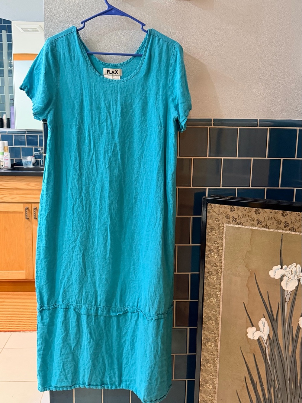 Flax Linen Blue Tent Dress